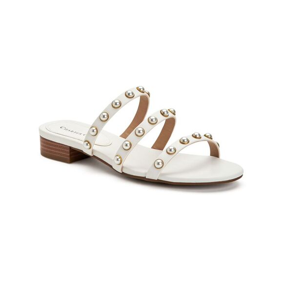 CHARTER CLUB Shoes - CHARTER CLUB Womens White Imitation Pearls Soraya Almond Slip On Sandals 11 M